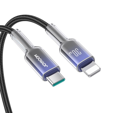 Kabel przewód Crystal-Clear Series 30W USB-C - iPhone Lightning 1.2m - czarny JOYROOM