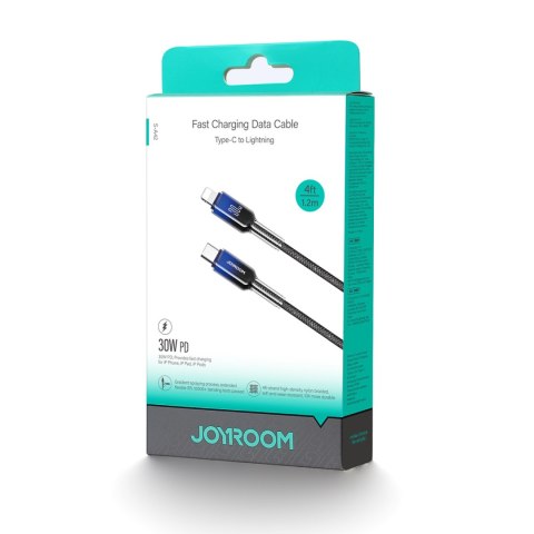 Kabel przewód Crystal-Clear Series 30W USB-C - iPhone Lightning 1.2m - czarny JOYROOM