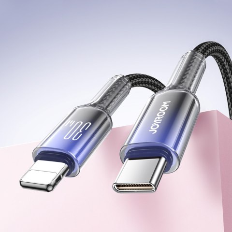 Kabel przewód Crystal-Clear Series 30W USB-C - iPhone Lightning 1.2m - czarny JOYROOM