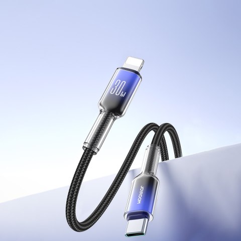 Kabel przewód Crystal-Clear Series 30W USB-C - iPhone Lightning 1.2m - czarny JOYROOM