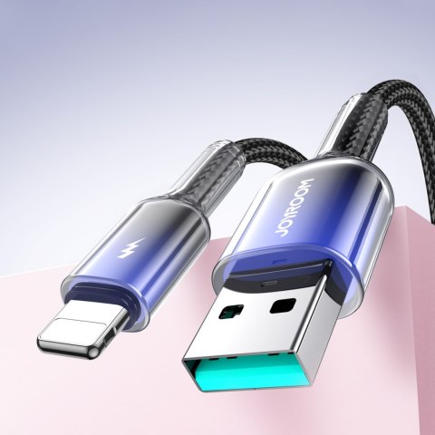Kabel przewód Crystal-Clear Series 3A USB-A - iPhone Lightning 1.2m - czarny JOYROOM