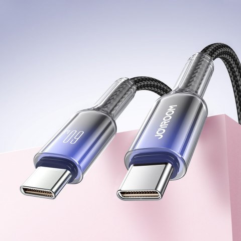 Kabel przewód Crystal-Clear Series 60W USB-C - USB-C 1.2m - czarny JOYROOM