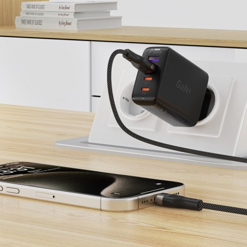 Kabel przewód USB-A - USB-C 3A z magnetycznym organizerem 1.2m - czarny ACEFAST