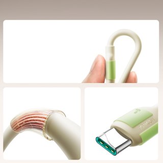Kabel przewód USB-A - USB-C z fluorescencyjną końcówką 1.2m - beżowy JOYROOM