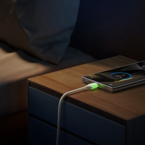 Kabel przewód USB-A - USB-C z fluorescencyjną końcówką 1.2m - beżowy JOYROOM