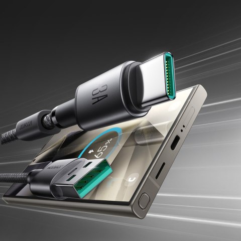 Kabel przewód USB-A - USB-C z organizerem uchwytem magnetycznym 1.2m - szary JOYROOM