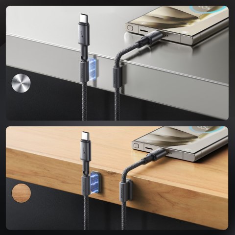 Kabel przewód USB-A - USB-C z organizerem uchwytem magnetycznym 1.2m - szary JOYROOM