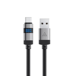 Kabel przewód USB-A - USB-C z wyświetlaczem 480Mb/s 66W 1.2m - czarny ACEFAST