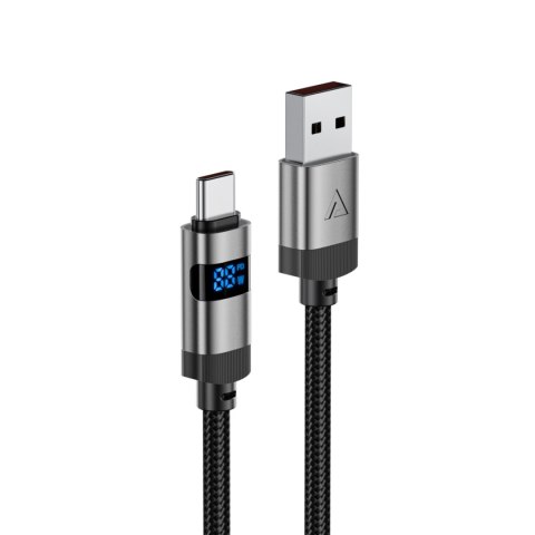Kabel przewód USB-A - USB-C z wyświetlaczem 480Mb/s 66W 1.2m - czarny ACEFAST