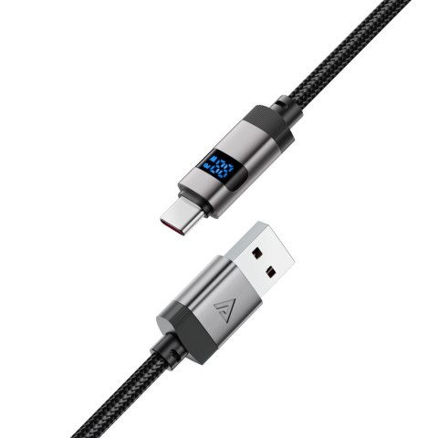 Kabel przewód USB-A - USB-C z wyświetlaczem 480Mb/s 66W 1.2m - czarny ACEFAST