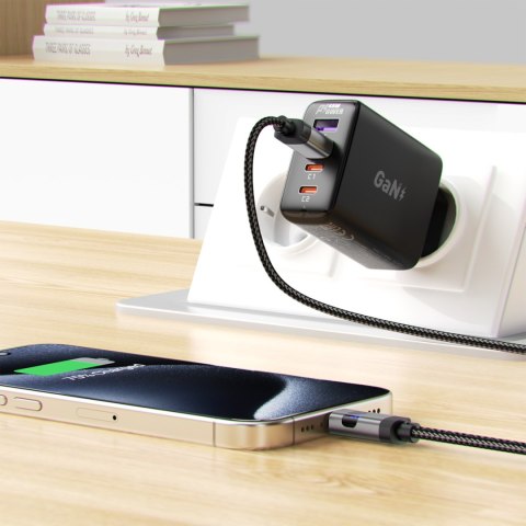 Kabel przewód USB-A - USB-C z wyświetlaczem 480Mb/s 66W 1.2m - czarny ACEFAST