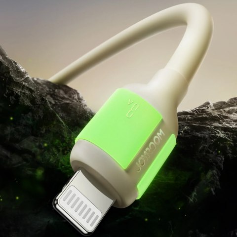 Kabel przewód USB-A - iPhone Lightning z fluorescencyjną końcówką 3A 2m - beżowy JOYROOM