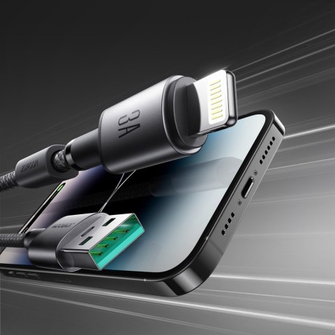 Kabel przewód USB-A - iPhone Lightning z organizerem uchwytem magnetycznym 1.2m - szary JOYROOM