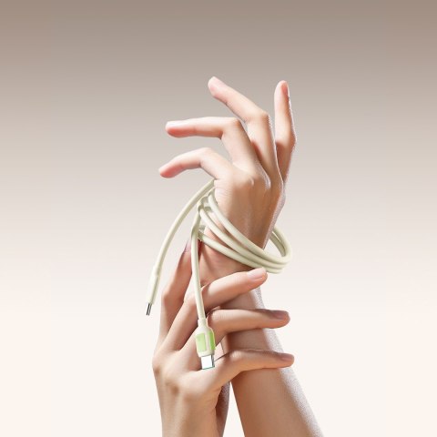 Kabel przewód USB-C - USB-C z fluorescencyjną końcówką 60W 1.2m - beżowy JOYROOM