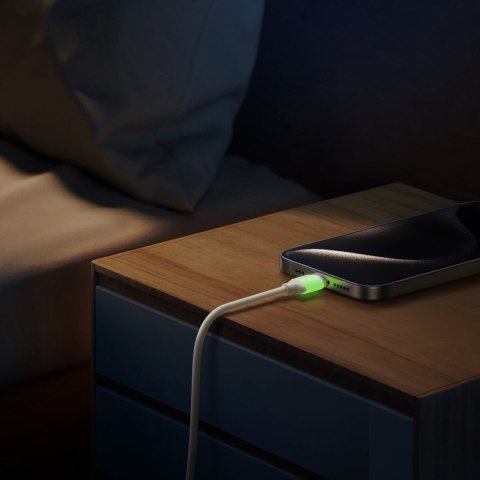 Kabel przewód USB-C - USB-C z fluorescencyjną końcówką 60W 2m - beżowy JOYROOM