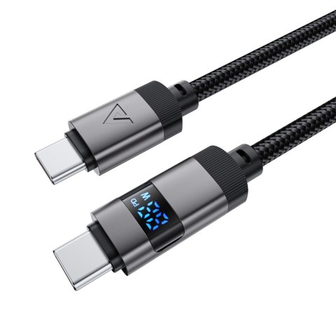Kabel przewód USB-C - USB-C z wyświetlaczem 480Mb/s 66W 1.2m - czarny ACEFAST