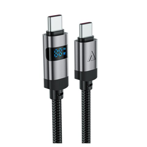 Kabel przewód USB-C - USB-C z wyświetlaczem 480Mb/s 66W 1.2m - czarny ACEFAST