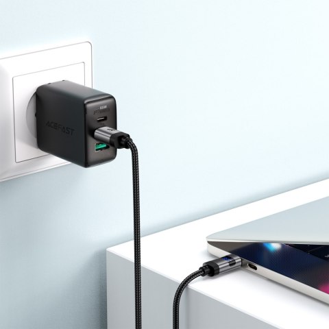 Kabel przewód USB-C - USB-C z wyświetlaczem 480Mb/s 66W 1.2m - czarny ACEFAST