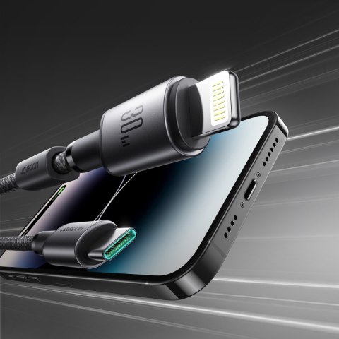 Kabel przewód USB-C - iPhone Lightning z organizerem uchwytem magnetycznym 1.2m - szary JOYROOM