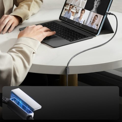 Kabel przewód USB-C - iPhone Lightning z organizerem uchwytem magnetycznym 1.2m - szary JOYROOM