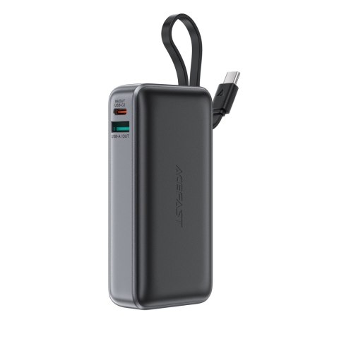 Powerbank 10000mAh PD30W z wbudowanym kablem USB-C - czarny ACEFAST
