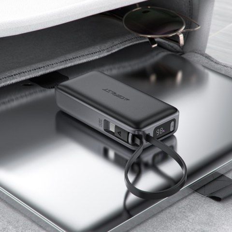 Powerbank 10000mAh PD30W z wbudowanym kablem USB-C - czarny ACEFAST