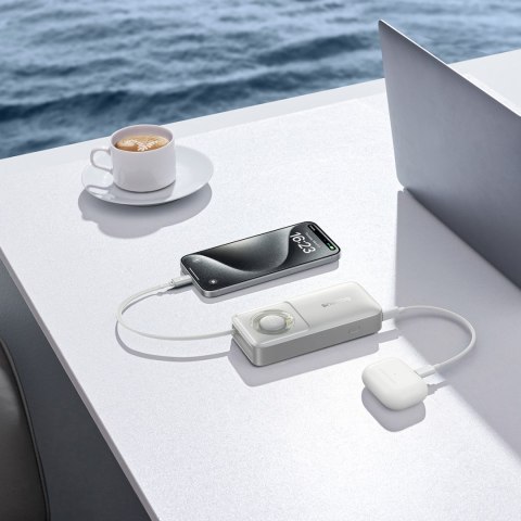 Powerbank Free2Pull 10000mAh 30W z portem USB-C i rozwijanym kablem USB-C - szary BASEUS