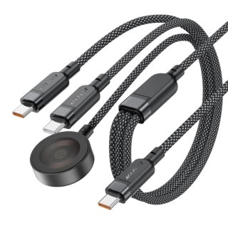3w1 Kabel przewód USB-C - 2x USB-C / ładowarka Apple Watch Qi 480Mb/s 100W 1.2m - czarny ACEFAST