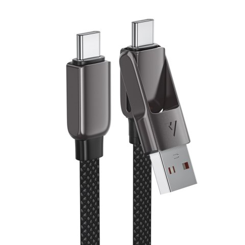 Kabel przewód USB-C - USB-A / USB-C 480Mb/s 3A 0.2m - czarny ACEFAST