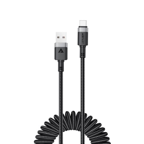 Kabel przewód spiralny USB-A - USB-C 480Mb/s 3A 1.2m - czarny ACEFAST