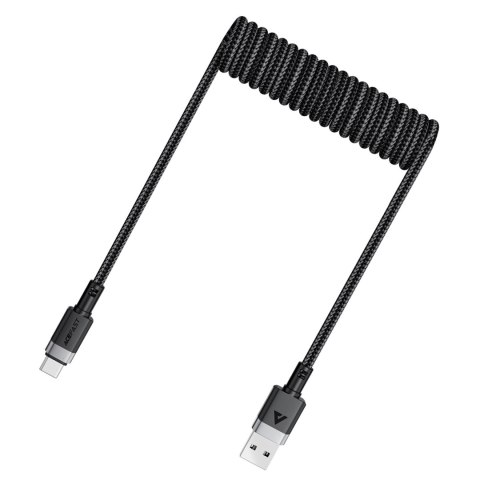 Kabel przewód spiralny USB-A - USB-C 480Mb/s 3A 1.2m - czarny ACEFAST