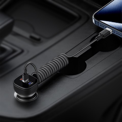 Kabel przewód spiralny USB-A - USB-C 480Mb/s 3A 1.2m - czarny ACEFAST