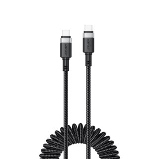 Kabel przewód spiralny USB-C - USB-C 480Mb/s 3A 1.2m - czarny ACEFAST