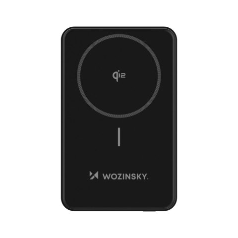 Powerbank magnetyczny Qi2 10000mAh z podstawką USB-A USB-C 22.5W PD - czarny WOZINSKY