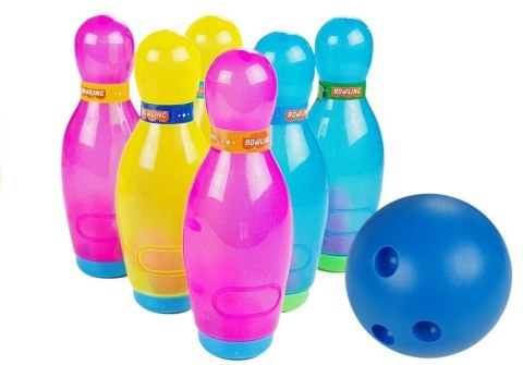 Gra Zręcznościowa Kręgle Dla Dzieci Brokatowa 6 Kręgli Kula LEAN Toys