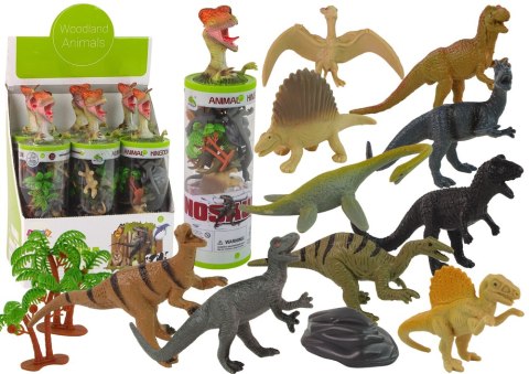 Zestaw Figurek Dinozaury w Tubie Park Akcesoria 12 El. LEAN Toys