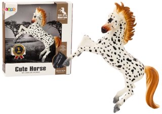 Figurka Konia Biały Koń w Kropki Stojący Stajnia Farma Cute Horse LEAN Toys