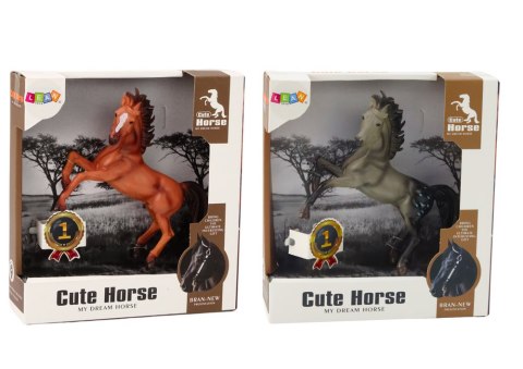 Figurka Konia Brązowy Szary Koń Stojący Stajnia Farma Cute Horse LEAN Toys