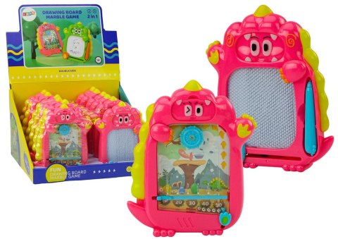 Tablica Do Rysowania Gra Kieszonkowa 2w1 Dinozaur Różowy LEAN Toys