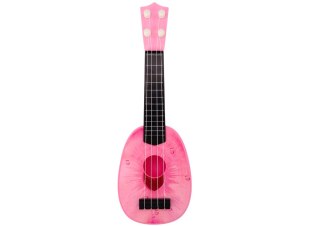 Ukulele Dla Dzieci Mini Gitara 4 Struny Motyw Brzoskwini Gitarka Różowa LEAN Toys