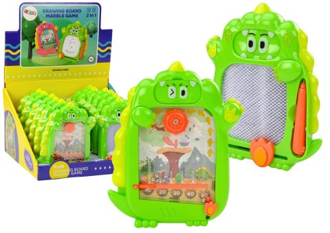 Tablica Do Rysowania Gra Kieszonkowa 2w1 Dinozaur Zielony LEAN Toys
