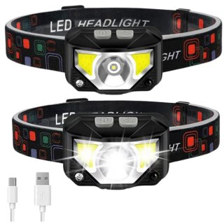 Latarka Czołowa LED Czołówka Czujnik Ruchu 6 Trybów Świecenia LEAN