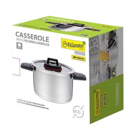 Garnek ze składanymi uchwytami 20cm, 3,2l MR-3530-20 Feel-Maestro