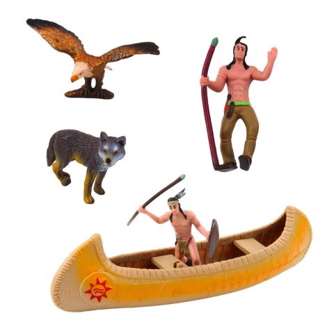 Zestaw Indiański Figurki Wioska Indianie Namiot Tipi KajakTotem LEAN Toys