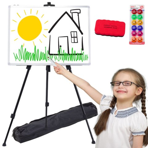 Zestaw Tablica Magnetyczna 90x60cm na Stojaku Pisaki Gąbka LEAN