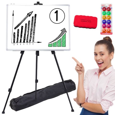 Zestaw Tablica Magnetyczna 90x60cm na Stojaku Pisaki Gąbka LEAN