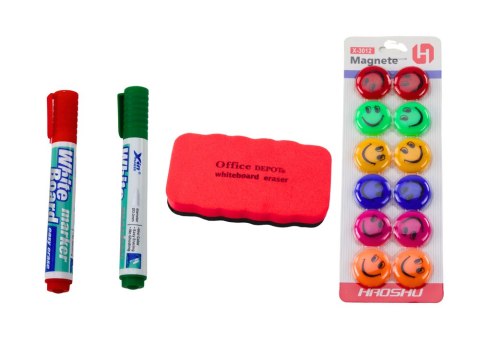 Zestaw Tablica Magnetyczna 90x60cm na Stojaku Pisaki Gąbka LEAN