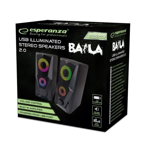 Głośnik 2,0 USB Led Rainbow Baila Esperanza