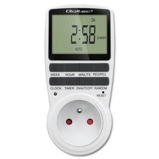 Elektroniczny programator czasowy PC0628 | 3680W | 16A | LCD Qoltec