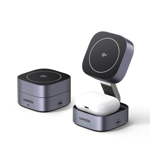 3w1 Ładowarka indukcyjna MagSafe Qi2 USB-C do telefonu słuchawek - czarna UGREEN